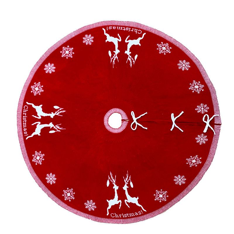 Christmas Knitted Tree Skirt With Reindeer Pattern – Festive Holiday Decor For Xmas Tree Red & White 95cm & 122cm Diameter_voghion.com