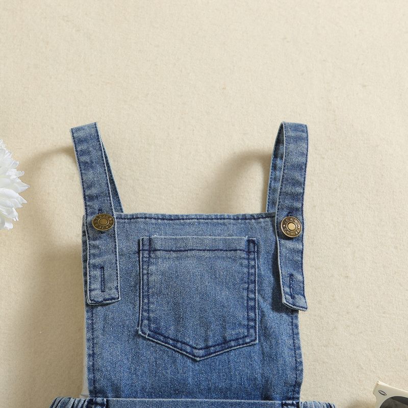 Îmbrăcăminte pentru copii, salopete pentru fete, bretele la modă pentru copii, pantaloni evazați din denim, pantaloni pentru copii_voghion.com