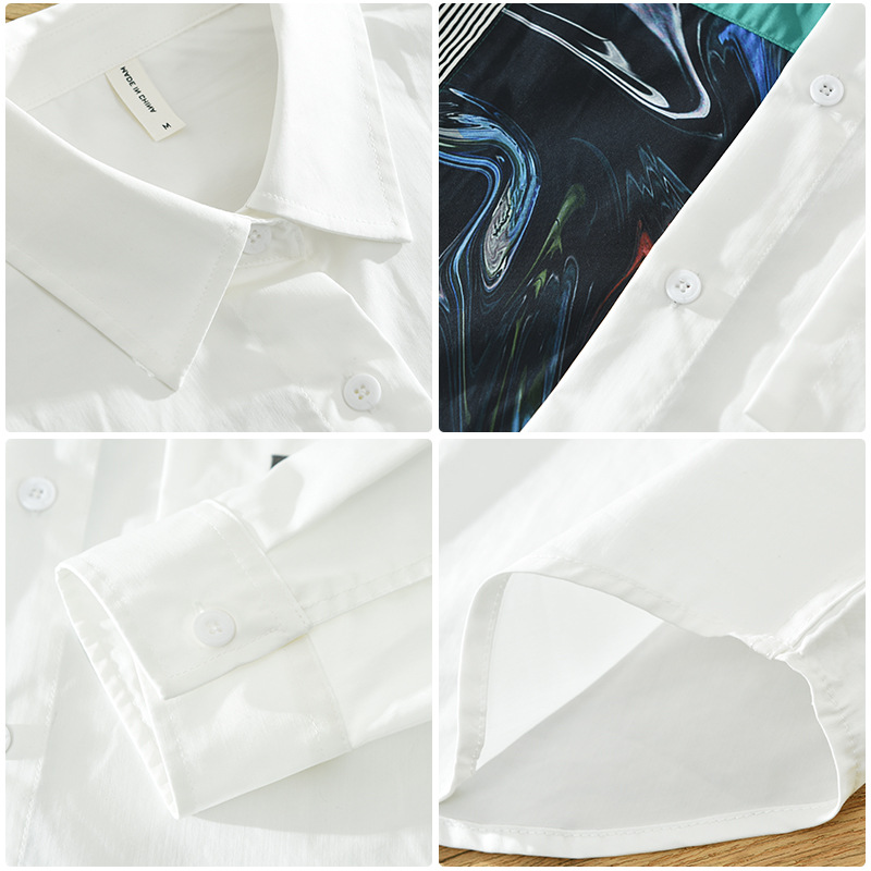 6606 Camicia da uomo a maniche lunghe con stampa astratta, camicia alla moda, camicia ampia abbinata ai colori, una generazione._voghion.com
