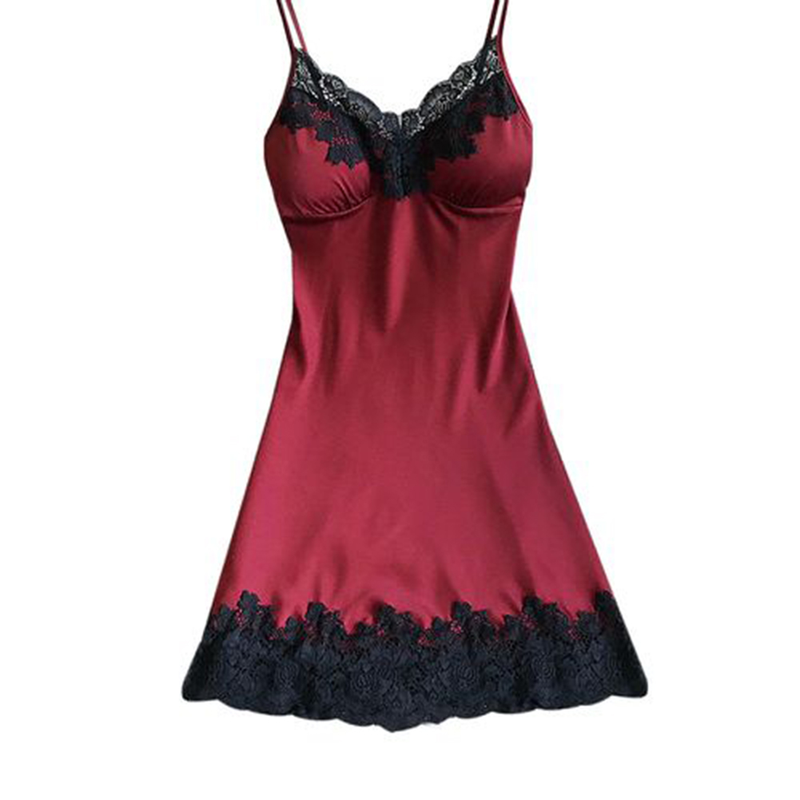 Weizhifu Donna Sexy Imbottita con Scollo a V in Pizzo con Spalline Intimo Erotico Camicia da Notte per La Casa Indumenti da Notte-Blu Navy L_voghion.com