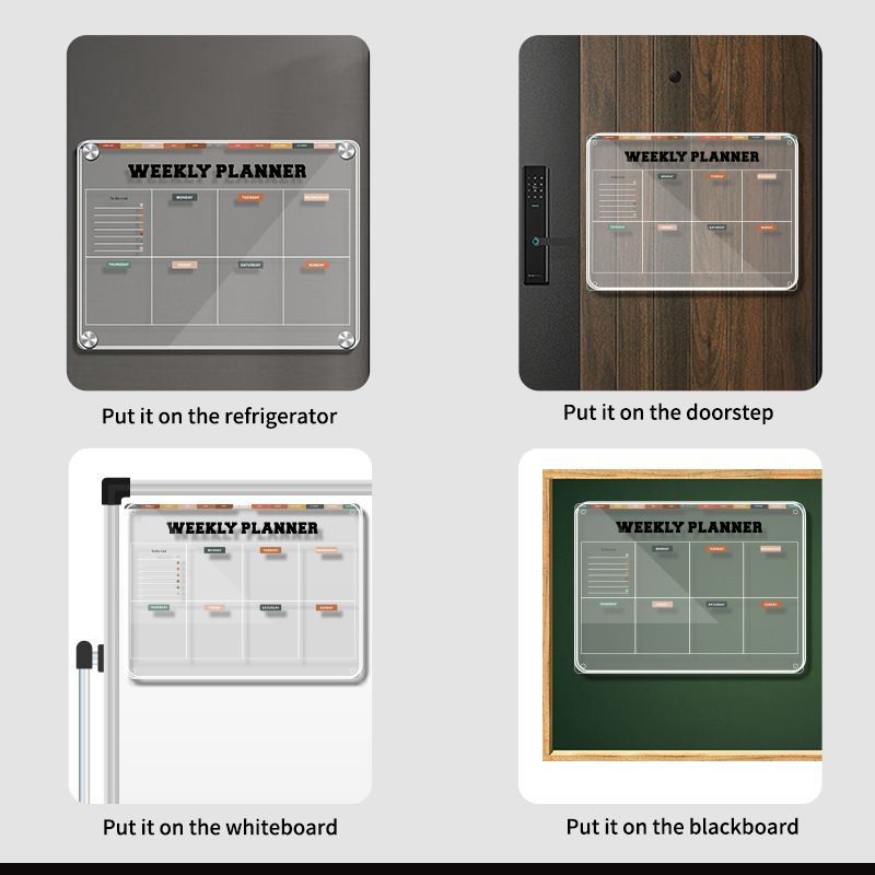 Acryl Whiteboard Uitwisbaar Berichtbord Schrijfbord Huishoudelijke Week- en Maandplanner Koelkast Magnetisch Bord Whiteboard_voghion.com