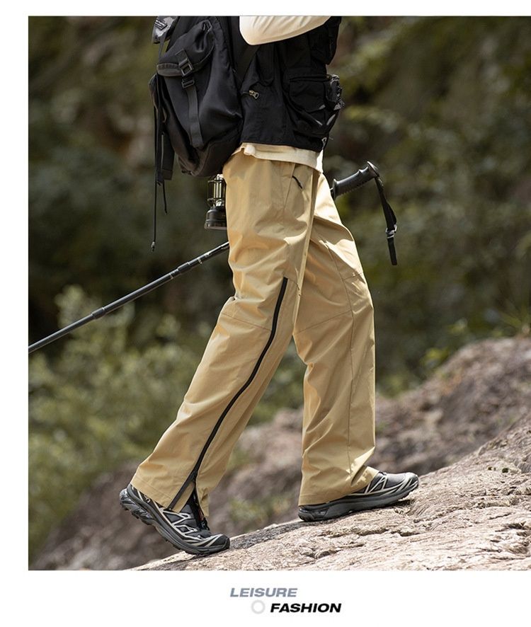001 Spring And Autumn Outdoor Waterproof Hiking Men, Functional Zipper Straight-Leg Cargo Casual Pants For Men_voghion.com