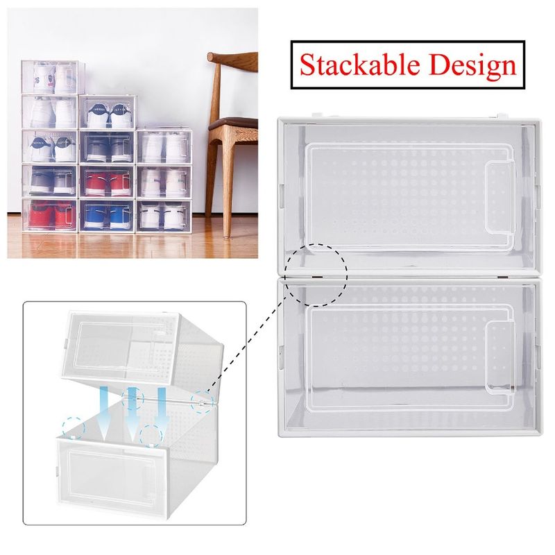 Pack For And Organizers Shoe Closet Of Sneakers White Clear 8 Plastic Storage Boxes Transparent Stackable_voghion.com
