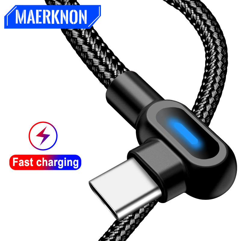 90 degree LED fast charging mini USB cable suitable for Xiaomi 4 4X C-type cable suitable for Samsung S8 S9 S1 X_voghion.com