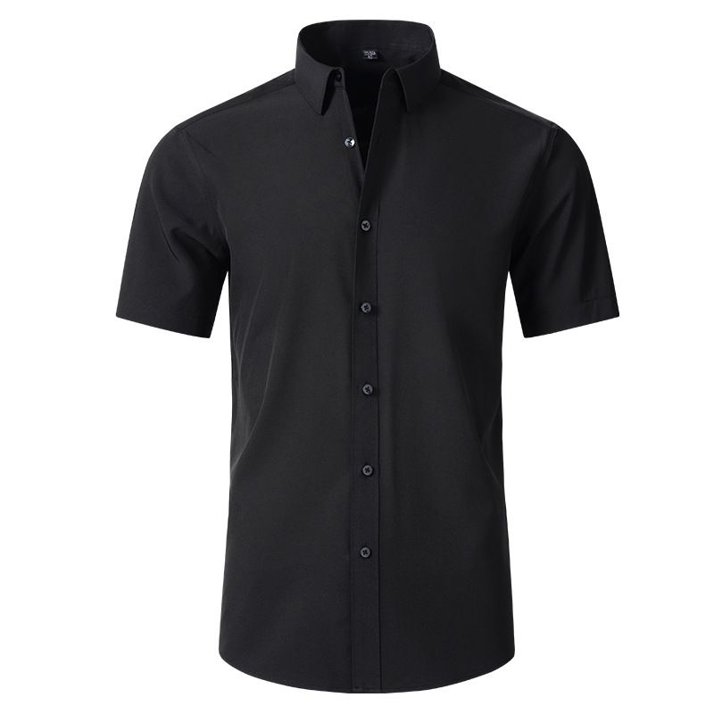Camicia elasticizzata da uomo, maniche corte, non stirabile, vestibilità slim fit, taglia europea_voghion.com