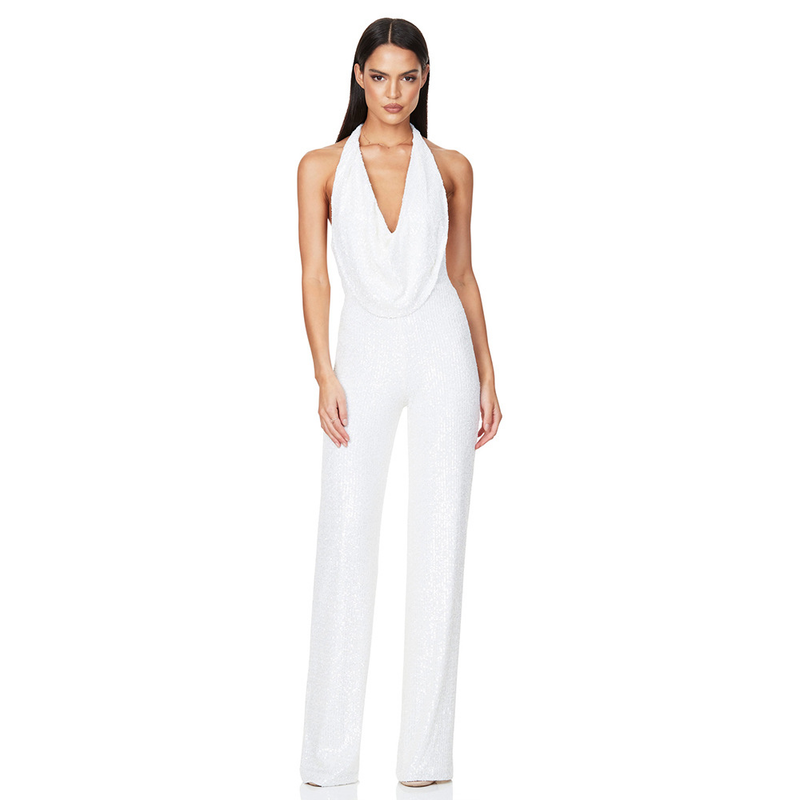Damenbekleidung Rückenfreier Pailletten-Jumpsuit Schlanker ärmelloser Jumpsuit für Damen_voghion.com