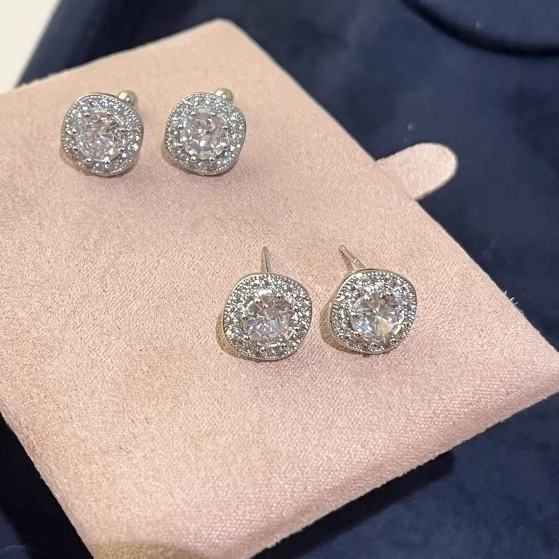 Orecchini a bottone con pallina a forma di cuore e diamanti, set da quattro pezzi, scintillanti, a strati, di nicchia giapponese e coreana._voghion.com