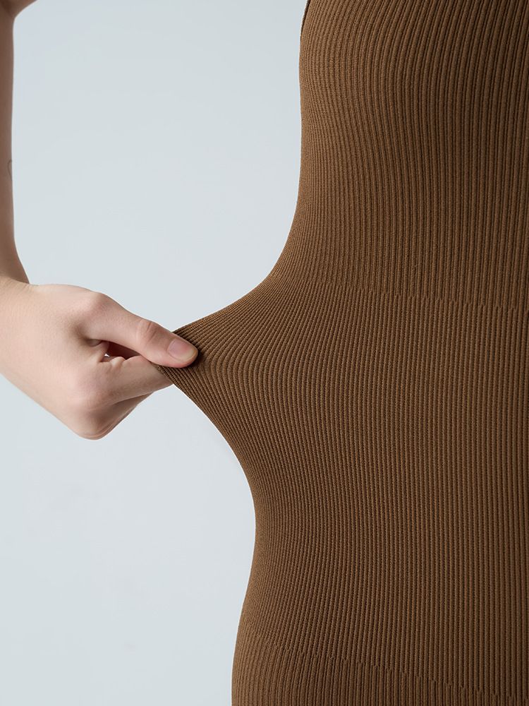 SKIMS Same Style BODYSUIT U-Neck Barely There Breathable Tummy Control Hip Lift Ribbed Triangle High Elastic_voghion.com