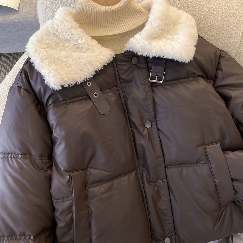 "Kurz geschnittene PU-Pufferjacke – Veganes Leder mit Sherpa-Futter (M-2XL, 3 Erdtöne)"_voghion.com