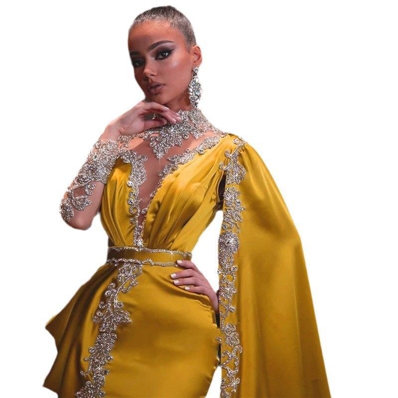 Damenbekleidung Kleid Gespleißter langer Rock V-Ausschnitt Unregelmäßiges Paillettenkleid_voghion.com