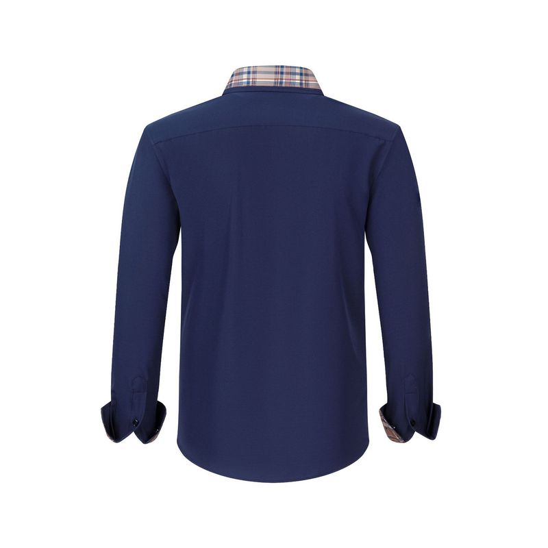 Abbigliamento maschile camicia elasticizzata a quattro lati camicia casual a maniche lunghe da uomo con colletto a quadri sottile da uomo abbinata ai colori_voghion.com