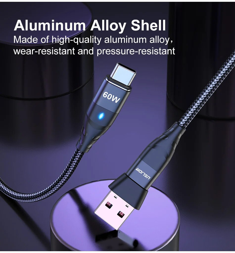 ULSION 60W PD Fast Charger To Type C Micro Magnetic Data Cord 3A USB Cable For IPhone 13 Book Huawei Samsung S22_voghion.com