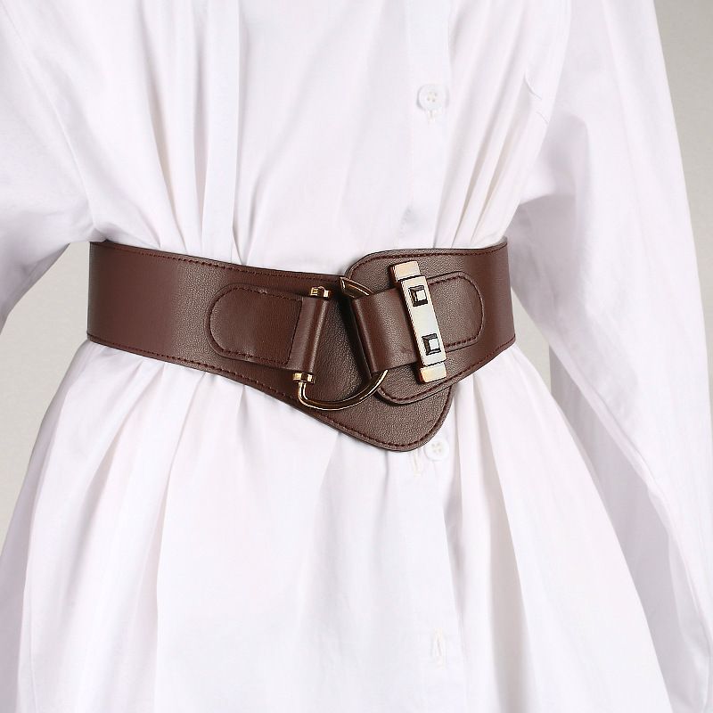 Retro D-Buckle Belt - Elastic Wide Waist Belt For Women_voghion.com
