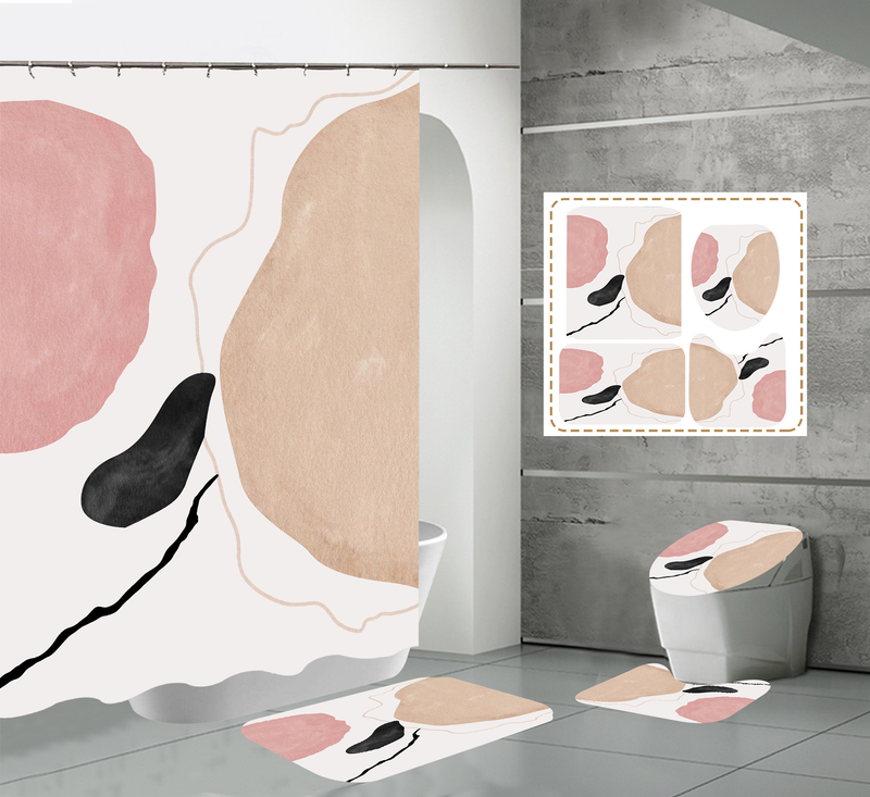 Nordic modern high-definition digital printing waterproof and anti fog polyester high-end hotel partition bathroom_voghion.com