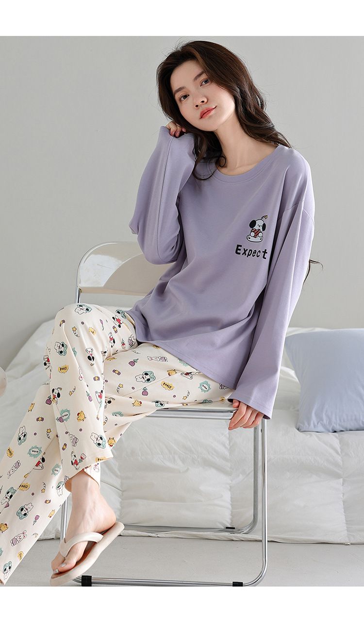 Women's Pajamas, Made of Pure 2024 New Spring Auumn Caroon and Leisure Coon, Suiable for Ouerwear Home Clohing_voghion.com