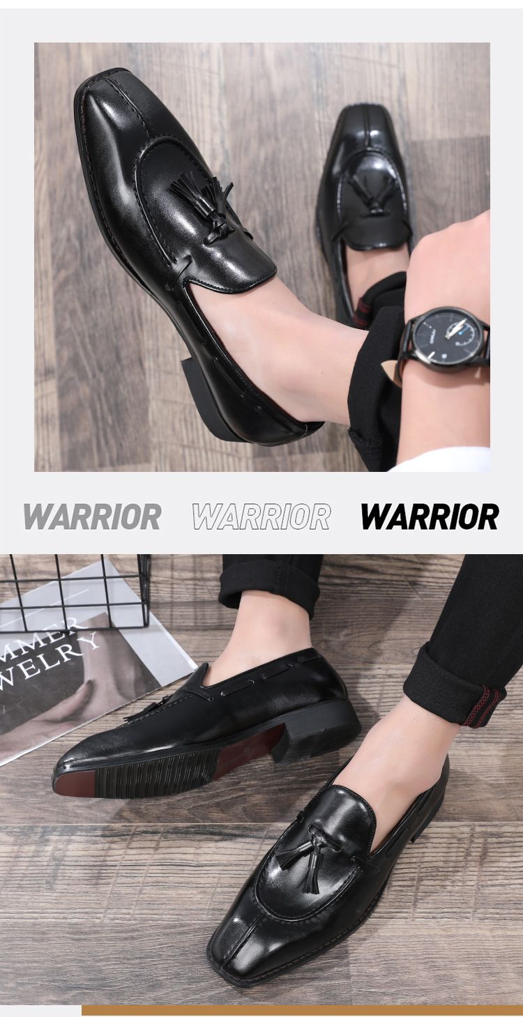 Business casual slip-on andas läderskor unga män fransar små läderskor_voghion.com