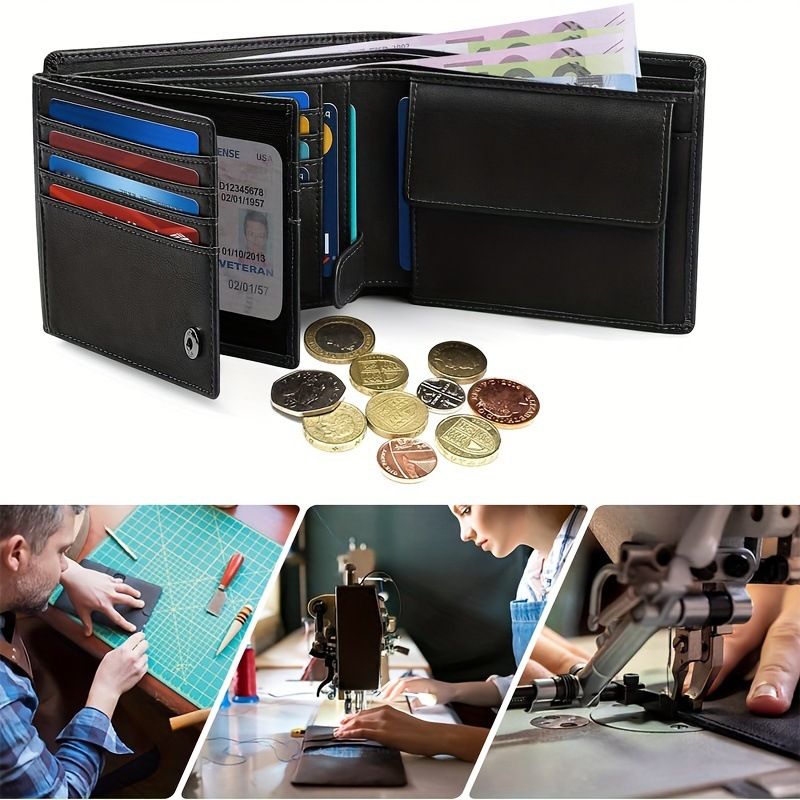 Double Loose-leaf Men's Wallet Multi-card Simple With Change Pocket Money Clip Anti-theft Brush Large Capacity Wallet_voghion.com