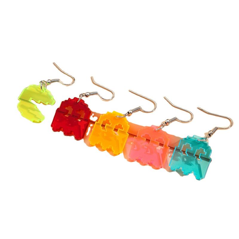 Divertenti piccoli ganci per le orecchie in acrilico fluorescente colorato cartone animato piccolo diavolo orecchini per bambini 5 paia_voghion.com