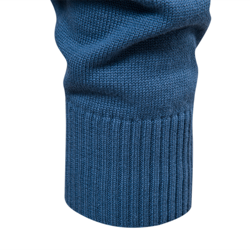 Európai őszi és téli új, teljesen pamutból készült, egyszínű, Henry nyakú, kötött férfi pulóver_voghion.com