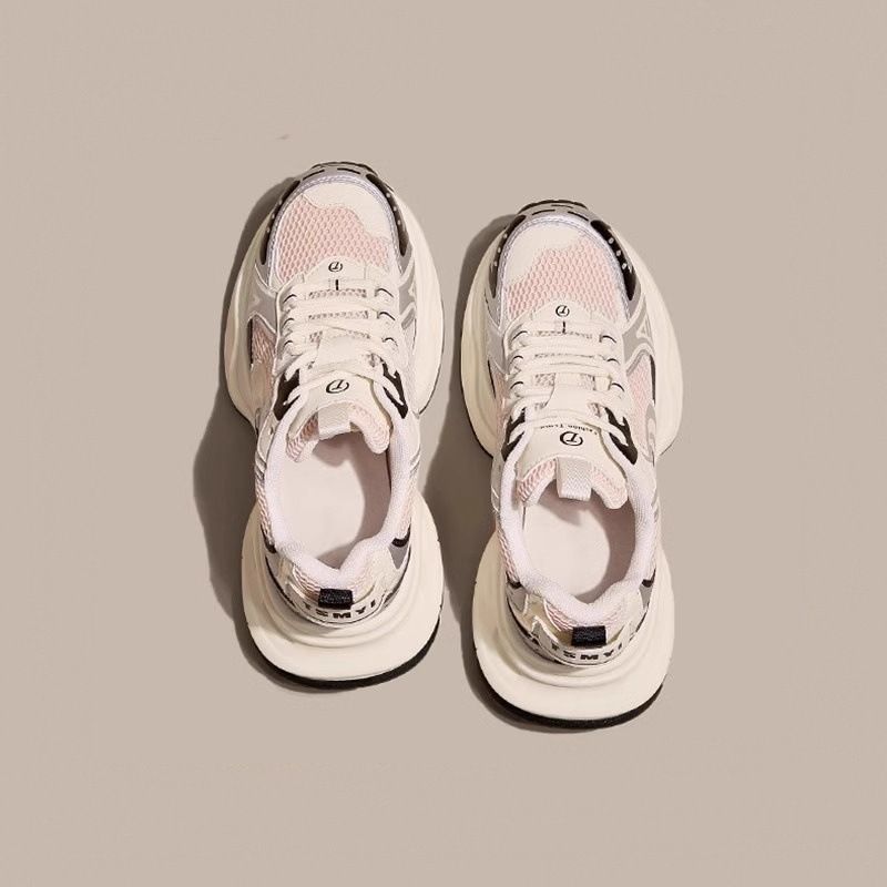 Scarpe da papà piccole, modello Four Seasons, primavera 2024, da donna, con aumento di altezza, suola spessa, piccole scarpe bianche sportive per il tempo libero, fresche_voghion.com