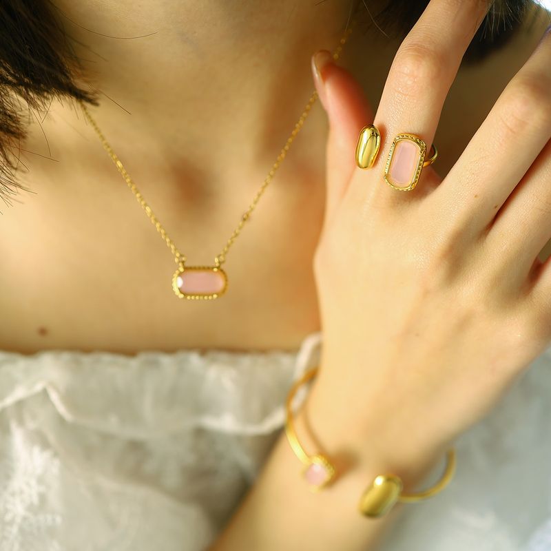 Retro Eenvoudige Geometrische Zirkoon Ring Mode Niche Ontwerp Creatieve Franse Roze Zirkoon Set_voghion.com