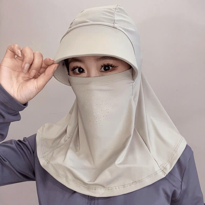 Maschera viso in seta ghiacciata LazyZoom, protezione UV estiva, protezione per il collo, antipolvere, cappello da sole, per ciclismo e attività all'aperto_voghion.com