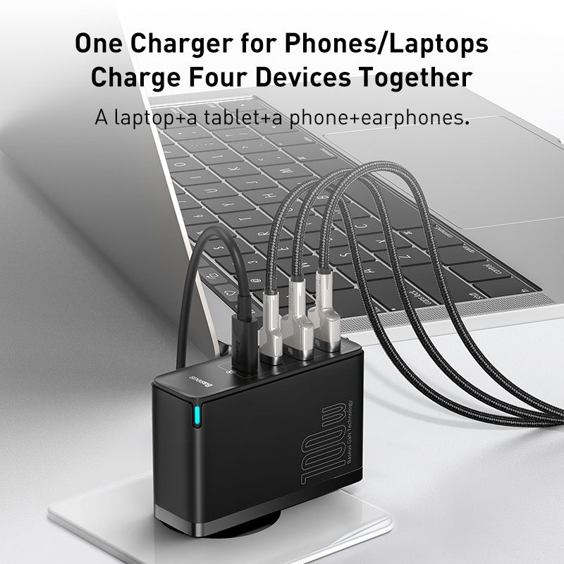 Unbeatable Quality Baseus 100W Gan USB Type C PD Quick Charge For IPhone IPad Book Samsung EU Charger Conforming To European Standard Plug_voghion.com
