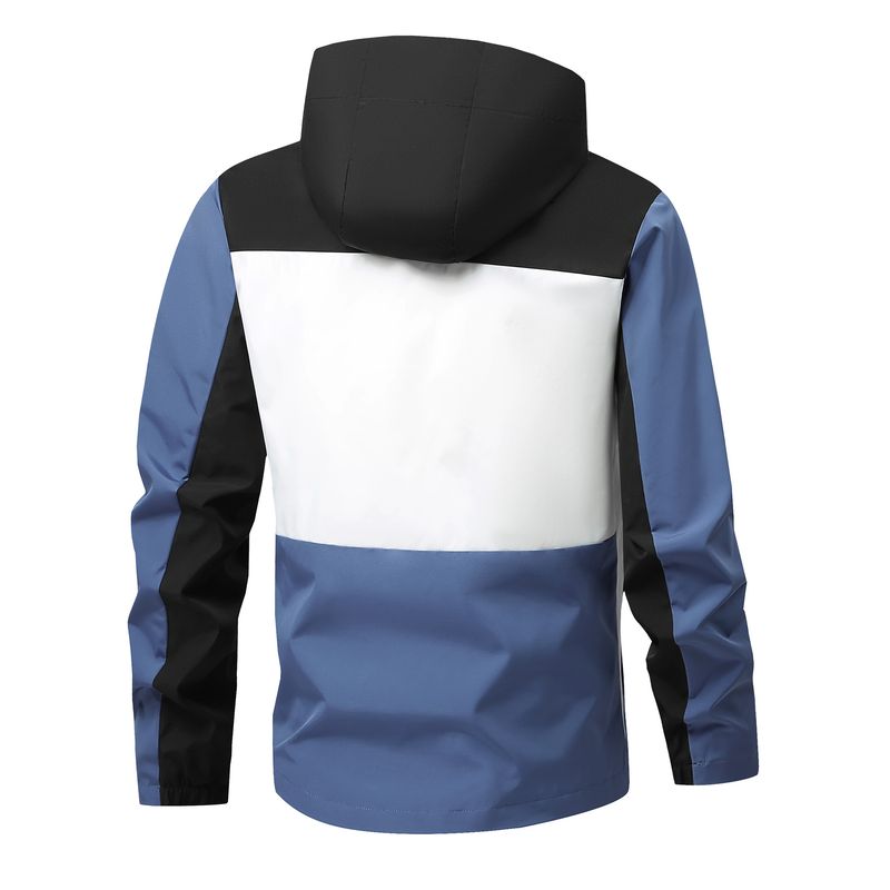Slim-Fit-Kapuzenjacke für Herren – Leichte Polyester-Windjacke mit Stehkragen für Outdoor- und Freizeitkleidung (Grün, Blau)_voghion.com