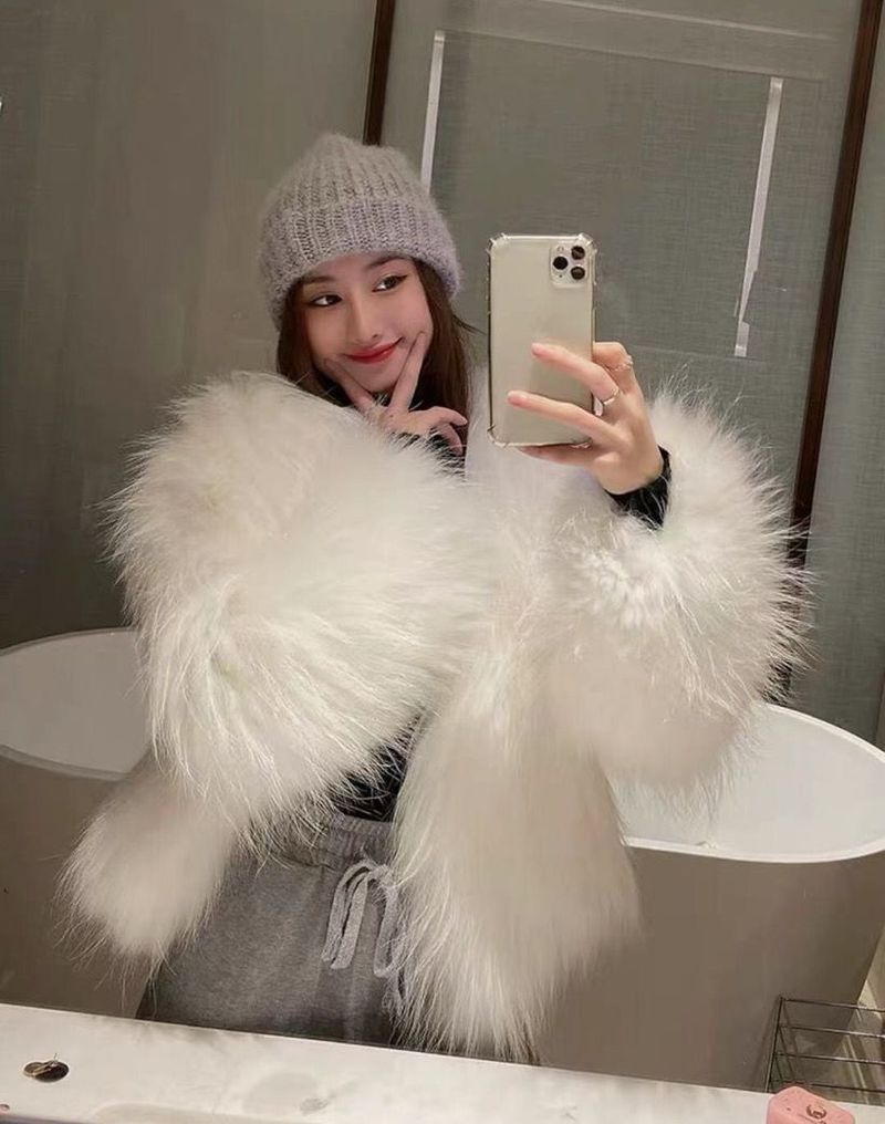 Women's Clothing Double Sided Woven Eco Friendly Fur Coat For Women, Young Style, Long In Front And Short In Back, Slim And Petite_voghion.com
