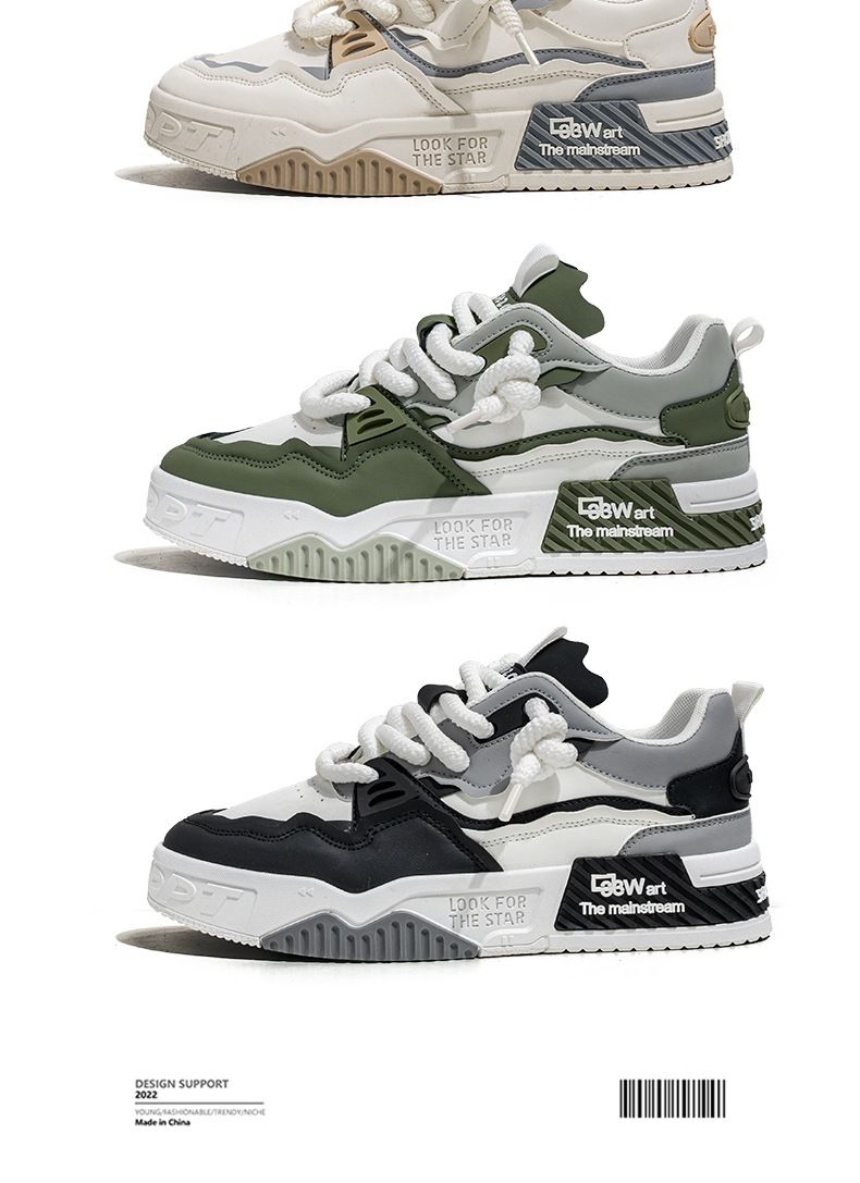 Lässige Herren-Sneaker, atmungsaktiv, runde Zehenpartie, rutschfest, flache Sohle, modische Sportschuhe für Jugendliche, rutschfeste Sportschuhe für Jugendliche_voghion.com