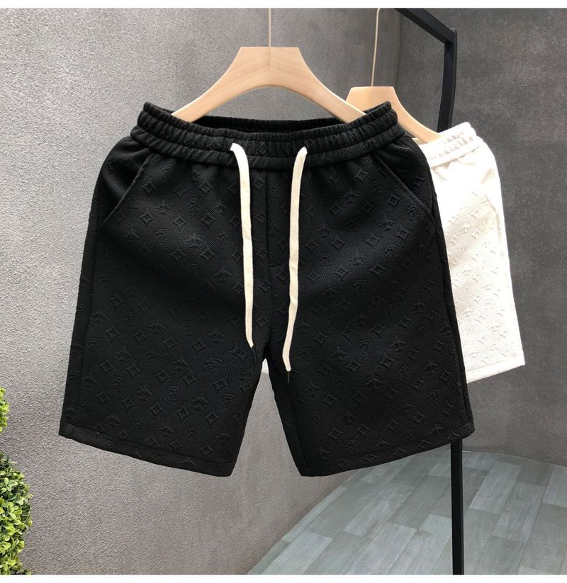 Light Luxury Style White Jacquard For Men, Summer Trendy Brand Five-Point Shorts, 2024 New Men's Half-Length Shorts_voghion.com