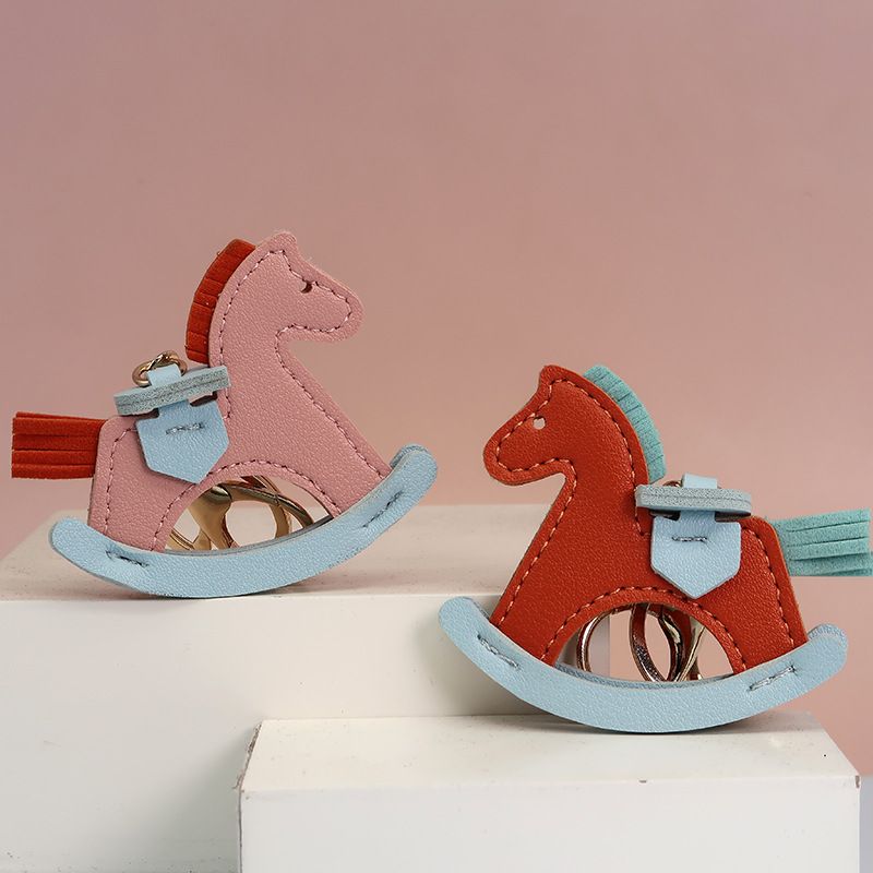 Leather Rocking Horse Keychain Accessory Pony Pendant Bag Pendant Cartoon Horse Keychain_voghion.com