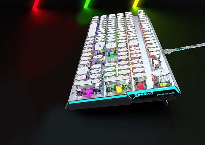 X60 Steam Transparent Punk Retro Nical Key Mouse Suit Gaming Male Titanium Alloy Keyboard With Knob_voghion.com