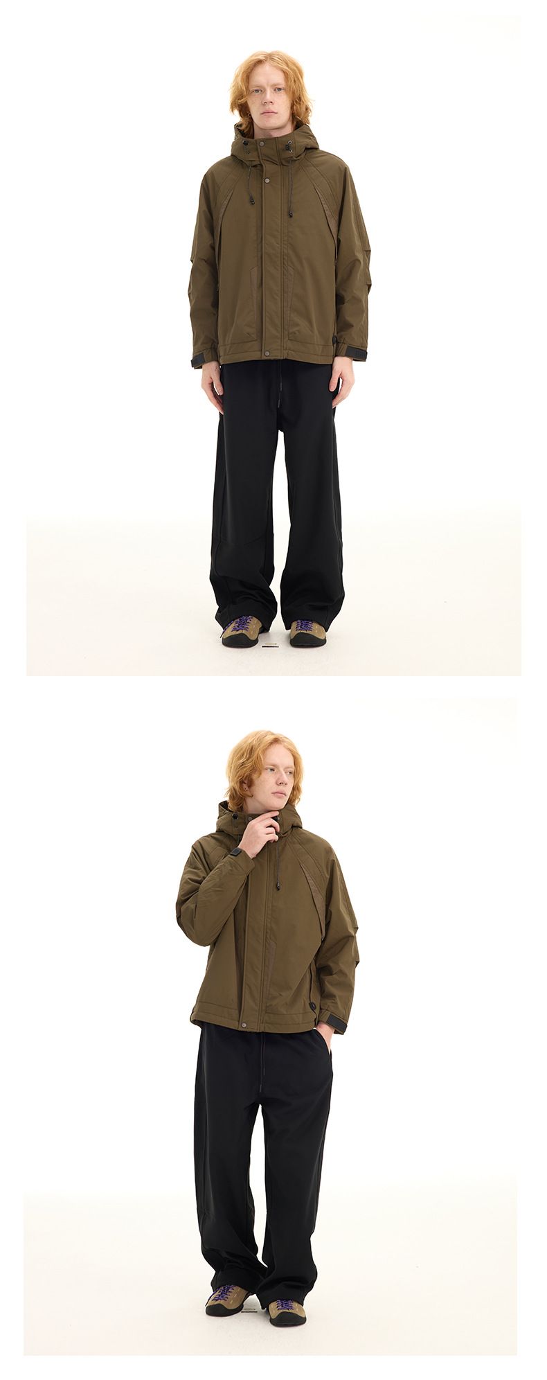 UNF Winddichte, warme Cleanfit-Jacke mit Kapuze, lockerer Passform, gefütterter Schnitt, verdickter Baumwollmantel für Herren, Herbst/Winter_voghion.com