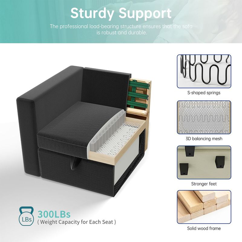 Livelylodge Modern L-Shaped Modular Sectional Sofa, Polyester Upholstery With Sturdy Wooden Frame, Comfortable Couch For Living Room Or Office, Space-Saving Design 109''L X 78''W X 34''H_voghion.com