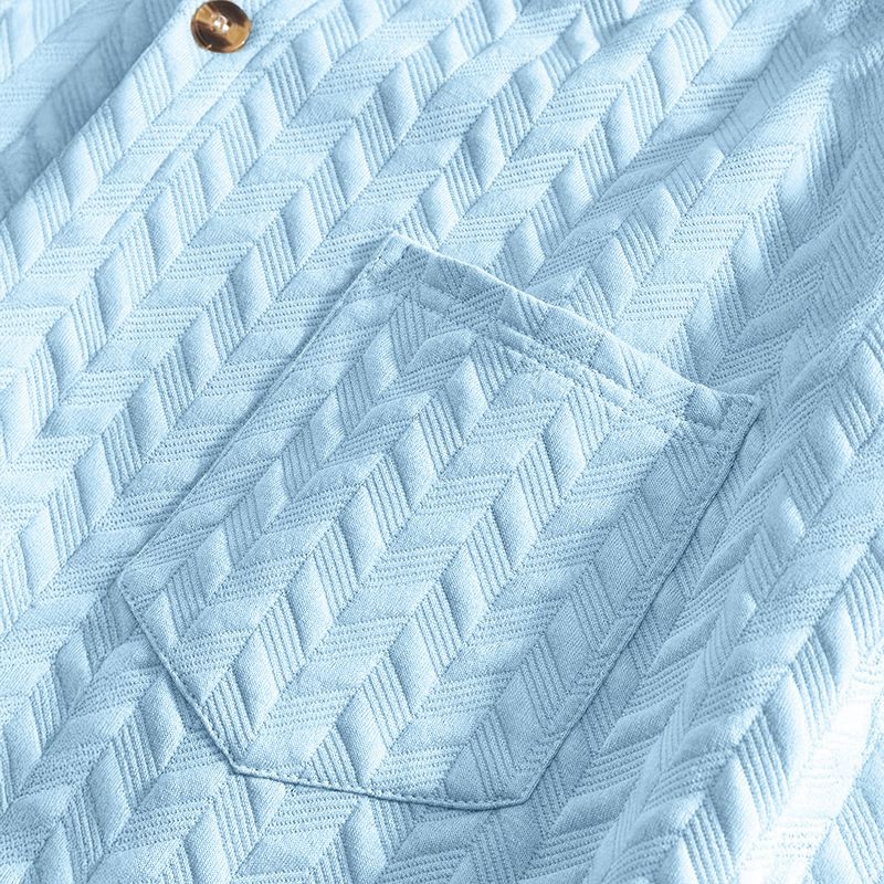 Men's Short-sleeved T-shirt Casual Jacquard Slim Breathable Lapel Short-sleeved Shirt_voghion.com