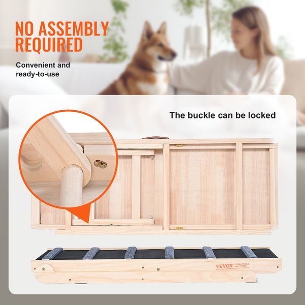 VEVOR Dog Ramp, Folding Pet Ramp For Bed, Adjustable Dog Ramp For Small, Large, Old Dogs & Cats, Wooden Pet Ramp With 41.3' Long Ramp, Adjustabl_voghion.com