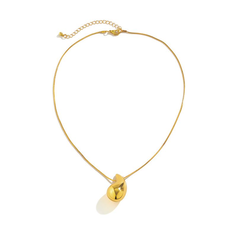 Hot Sales Vintage Gold Color Plated Chunky Dome Drop Necklaces for Women Fashion Glossy Thick Teardrop Necklace Jewelry Gift_voghion.com