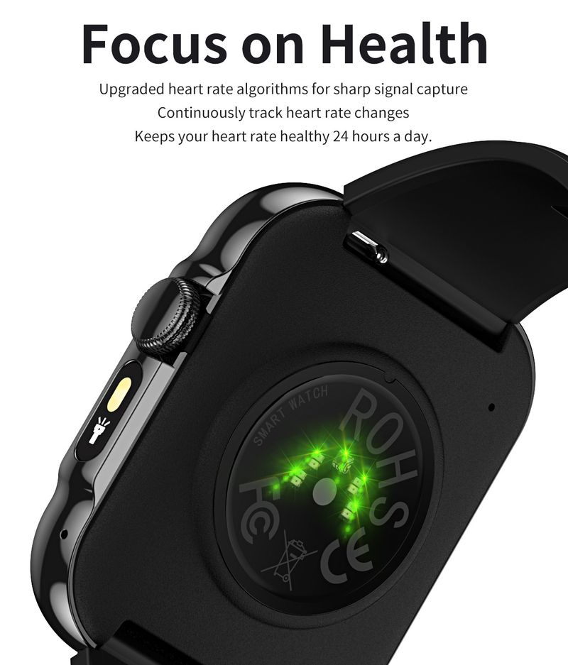 Men Women Bluetooth Call Smart Watch 2.02" AMOLED Screen Fitness Tracker Heart Rate Sleep Blood Oxygen Monitor With LED Flashlight_voghion.com
