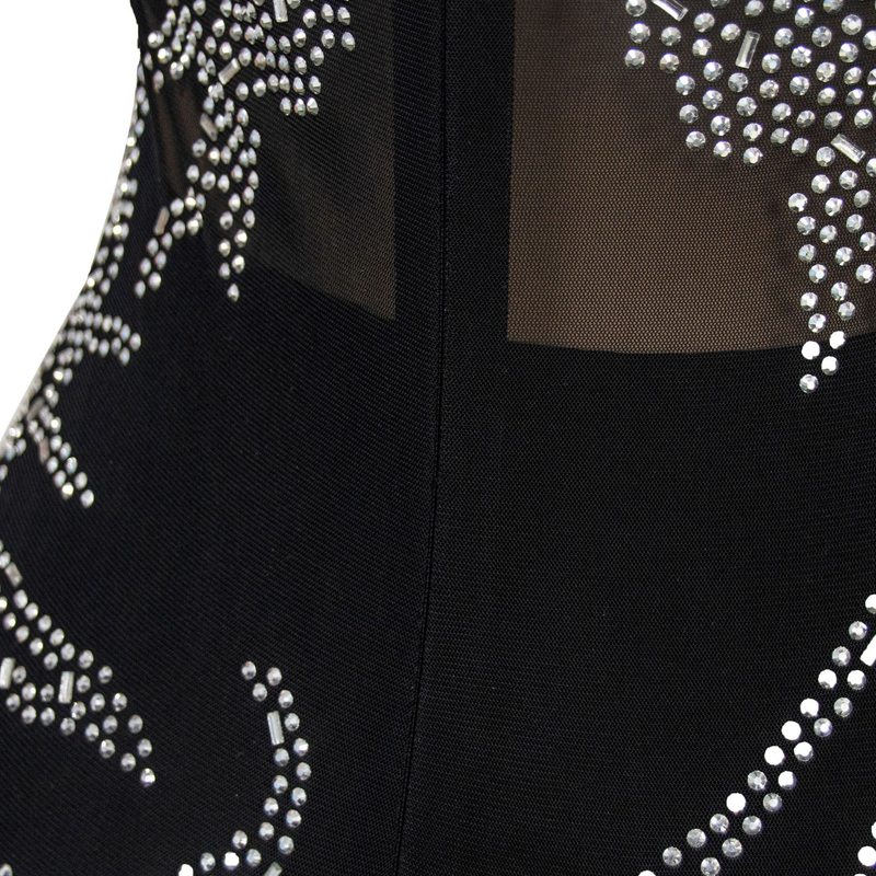 Abbigliamento da donna, tuta da donna con pantaloncini senza maniche a rete trasparente con diamanti caldi_voghion.com