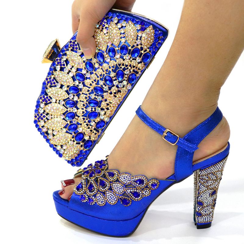 Women Shoe Bag Set Exquisite Rhinestone Elegant Fashion High Heel Sandals With Bag_voghion.com