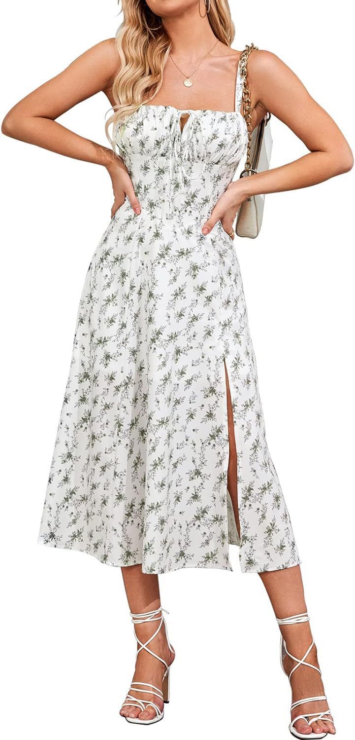Damenbekleidung Mittellanges Korsett Elegantes Schlitz-Schnürkleid für Damen zum Ausgehen_voghion.com