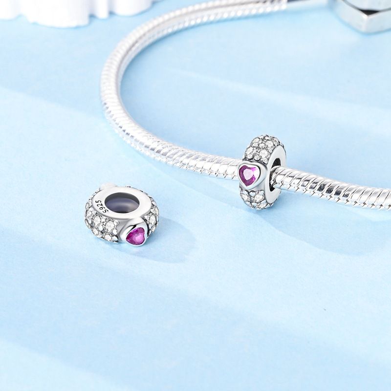 Gioielli da donna in argento sterling 925, a forma di cuore eterno, con tappo in gomma, clip fissa, fibbia di posizionamento, ciondolo con perline, accessori per gioielli fai da te_voghion.com