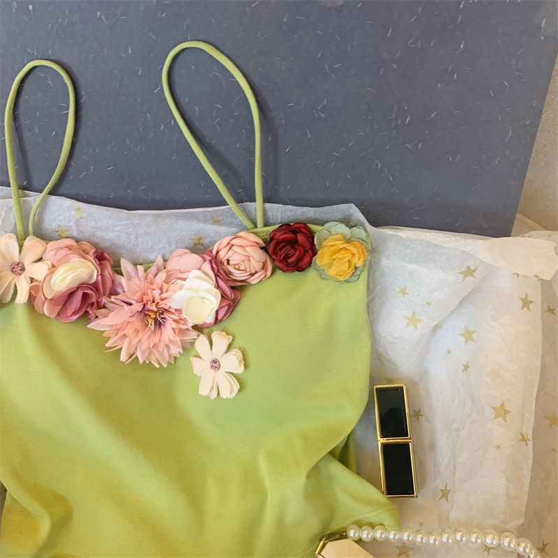 Dianruo 6342 Canotta estiva con scollo quadrato Sweet & Chic – Canotta floreale con lacci per donna (S-L)_voghion.com