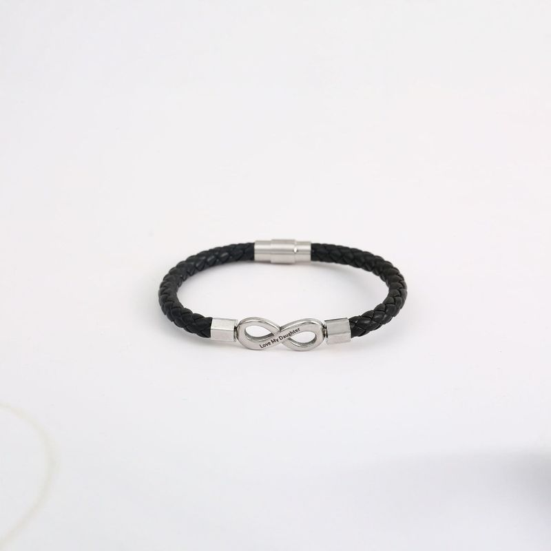 Jewelry Fashion Woven Personality Infinite Figure 8 Men's Leather Rope Stainless Steel Bracelet_voghion.com