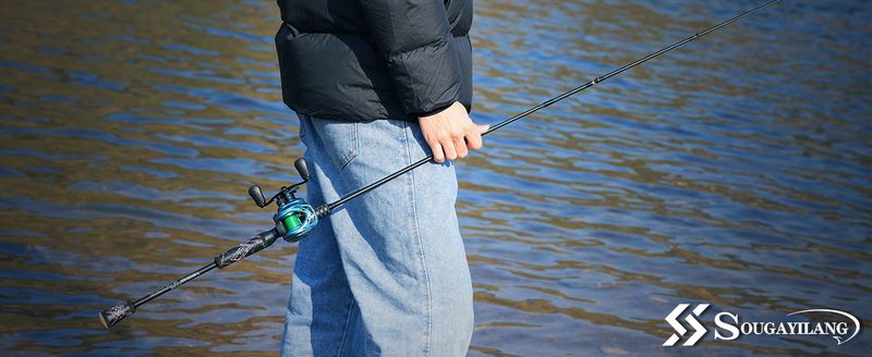 Combo de pesca de lubina, carrete colorido, carrete giratorio y caña de pescar Baitcasting con mango de superpolímero._voghion.com