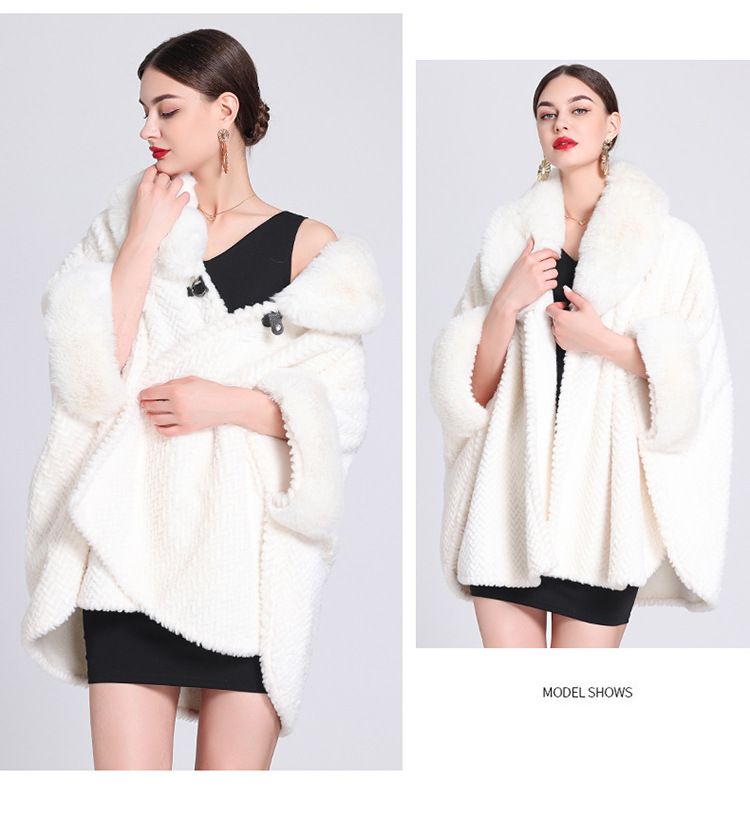 Aggiungi lana collo spesso mantello mantello cardigan largo taglia grande cappotto di lana donna_voghion.com