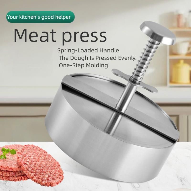 Food Grade 304 Stainless Steel Hamburger Manual Press Household Round Meat Patty Mold Kitchen Tool_voghion.com