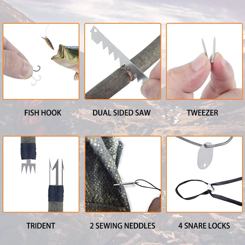 Outdoor Survival Tool Card Roestvrijstalen Jachtviskaarten Kampeerbenodigdheden Multifunctioneel Draagbaar Noodoverlevingsmateriaal_voghion.com