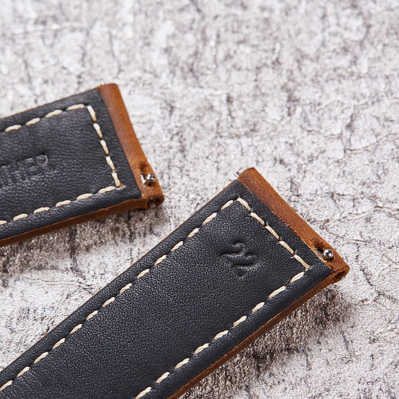Premium Genuine Leather Watch Band For Smartwatches - 22mm Quick Release Strap, Classic Retro Design, Soft & Durable, Multiple Color Options_voghion.com